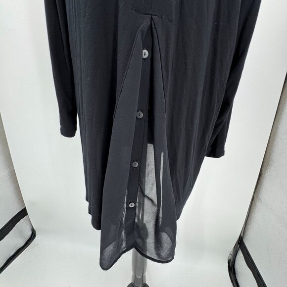 LOGO Lori Goldstein Black Long Sleeve Tunic Top Pockets Womens 1X Stretch Pocket - Picture 3 of 7